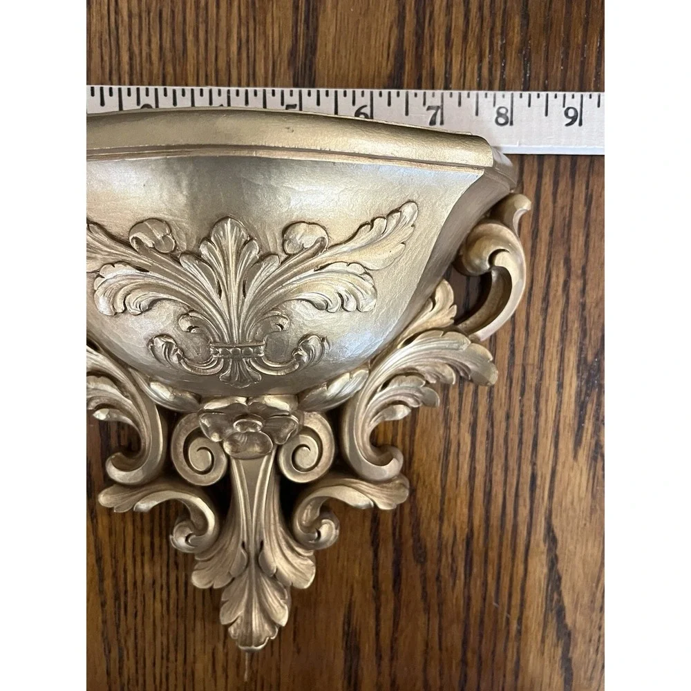 Vintage Homco Dart Plastic Gold Hollywood Regency Wall Pocket Planter